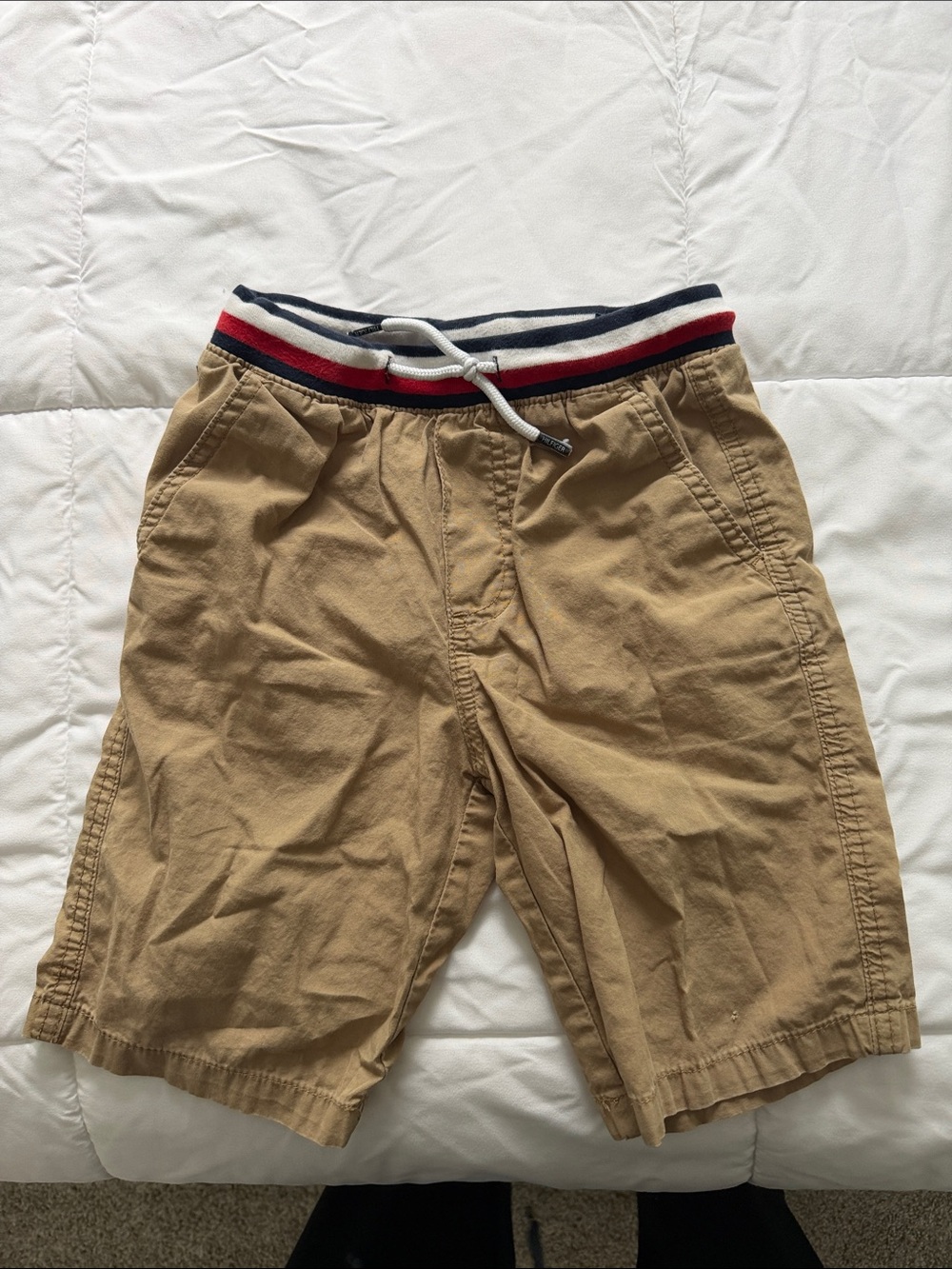 Tommy Hilfiger Tan Khaki Shorts with Striped Waistband